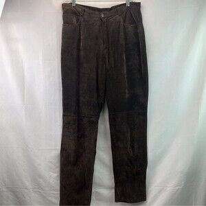 Vintage Rafaella Sport Brown Suede Pants High Rise Straight Leg 1990s